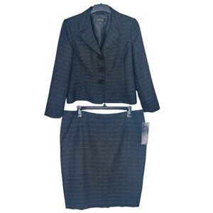 Kasper Womens Time to Shine Black/White Sparkle Suit Set Size 14P